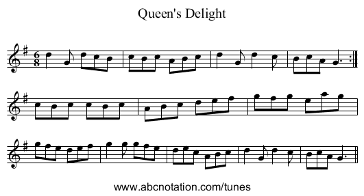Queen's Delight - staff notation