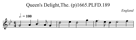 Queen's Delight,The. (p)1665.PLFD.189 - staff notation