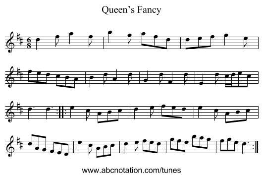 Queen’s Fancy - staff notation
