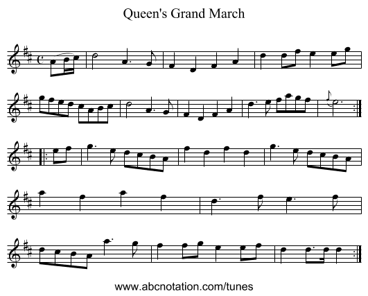 Queen's Grand March - staff notation