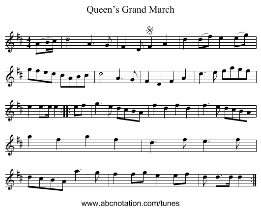 Queen’s Grand March - staff notation