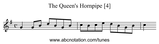 Queen's Hornpipe [4], The - staff notation