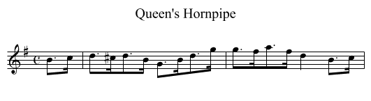 Queen's Hornpipe - staff notation