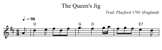 Queen's Jig, The - staff notation