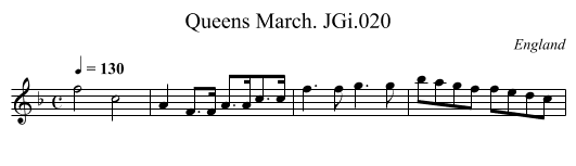 Queens March. JGi.020 - staff notation