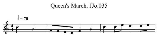 Queen's March. JJo.035 - staff notation