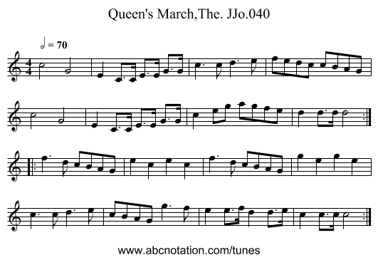 Queen's March,The. JJo.040 - staff notation