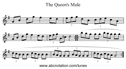 Queen's Mule, The - staff notation
