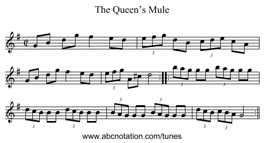 Queen’s Mule, The - staff notation