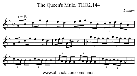 Queen's Mule. THO2.144, The - staff notation