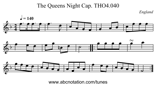 Queens Night Cap. THO4.040, The - staff notation