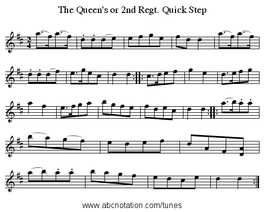 Queen's or 2nd Regt. Quick Step, The - staff notation