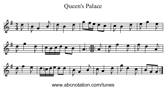 Queen's Palace - staff notation