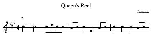Queen's Reel - staff notation