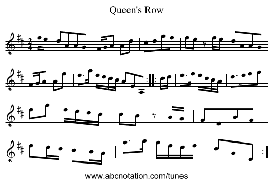 Queen's Row - staff notation