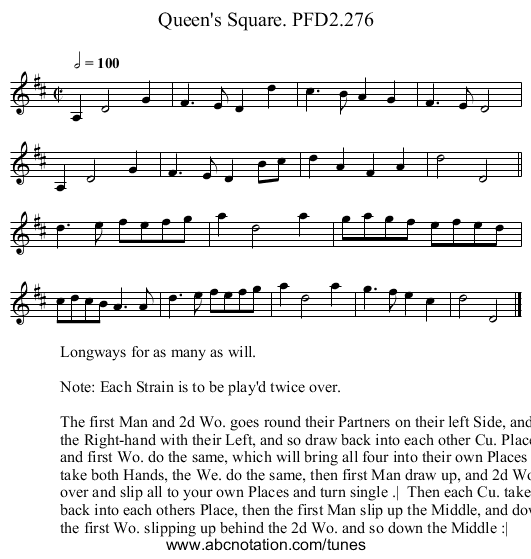 Queen's Square. PFD2.276 - staff notation