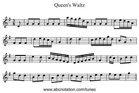 Queen's Waltz - staff notation