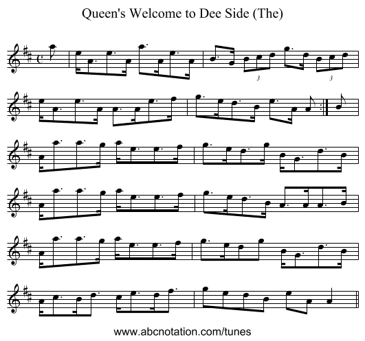 Queen's Welcome to Dee Side (The) - staff notation