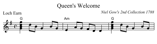 Queen's Welcome - staff notation