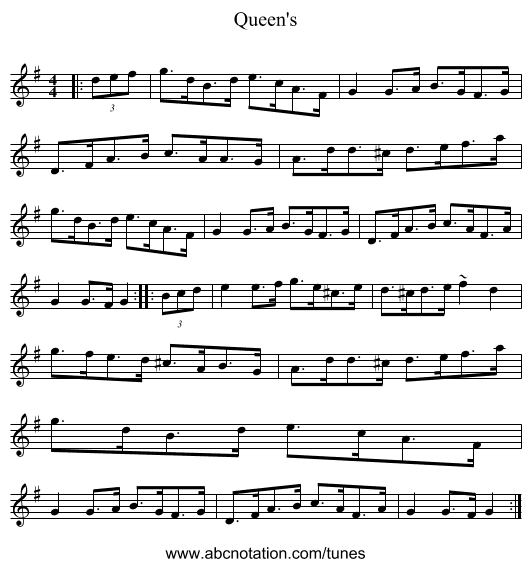 Queen's - staff notation