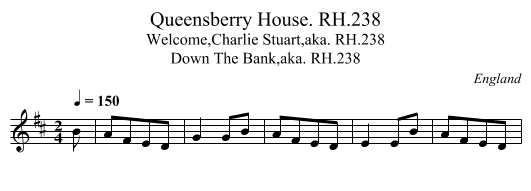 Queensberry House. RH.238 - staff notation