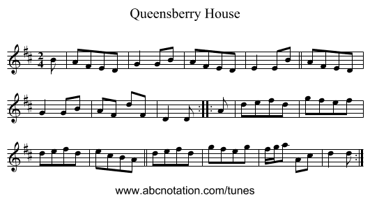Queensberry House - staff notation