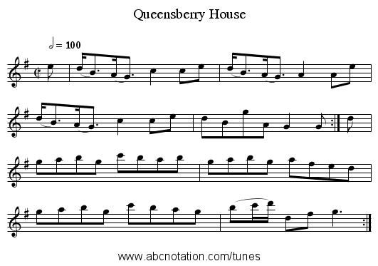 Queensberry House - staff notation