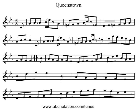 Queenstown - staff notation