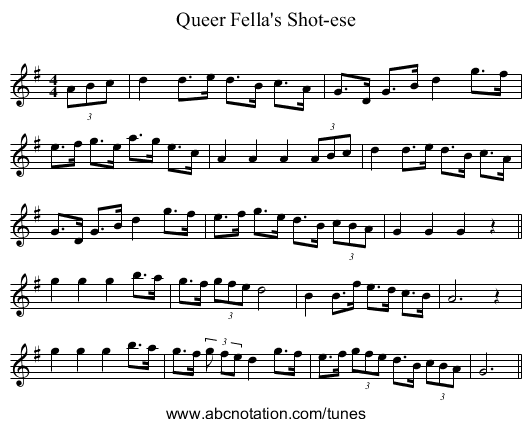Queer Fella's Shot-ese - staff notation