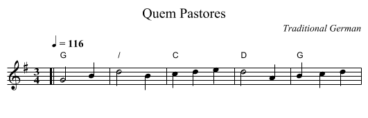 Quem Pastores - staff notation