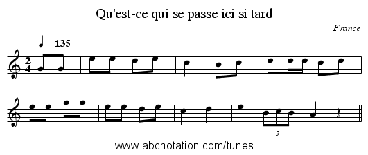 Qu'est-ce qui se passe ici si tard - staff notation