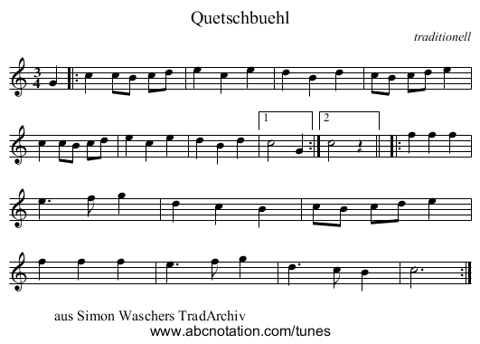 Quetschbuehl - staff notation