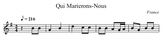 Qui Marierons-Nous - staff notation