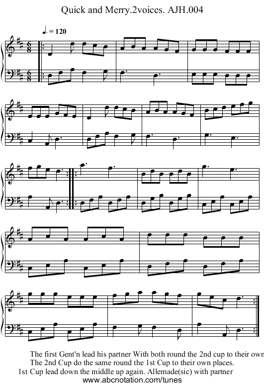 Quick and Merry.2voices. AJH.004 - staff notation