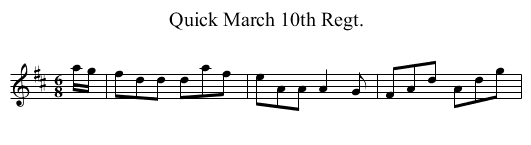 Quick March 10th Regt. - staff notation