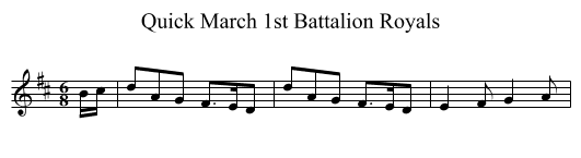 Quick March 1st Battalion Royals - staff notation