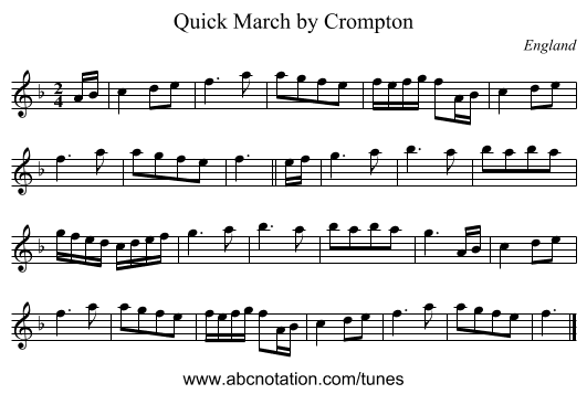 Quick March by Crompton - staff notation