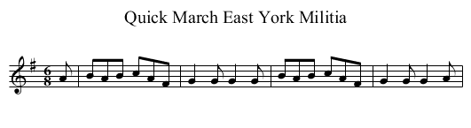 Quick March East York Militia - staff notation