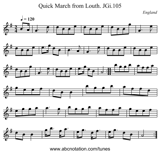 Quick March from Louth. JGi.105 - staff notation