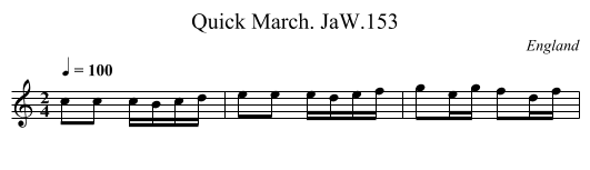 Quick March. JaW.153 - staff notation