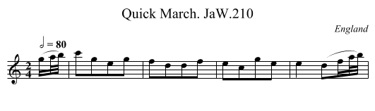 Quick March. JaW.210 - staff notation