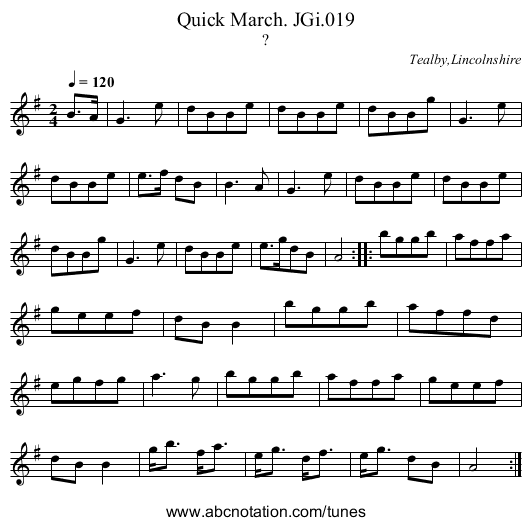 Quick March. JGi.019 - staff notation