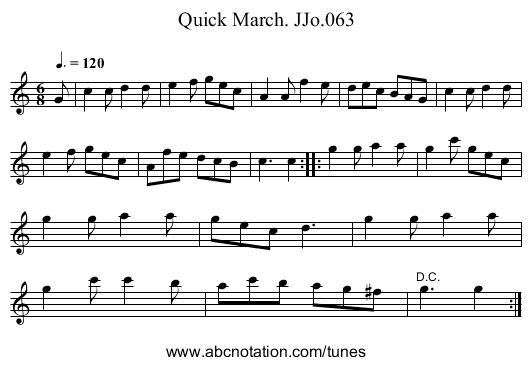 Quick March. JJo.063 - staff notation