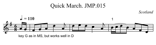 Quick March. JMP.015 - staff notation