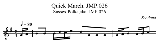 Quick March. JMP.026 - staff notation