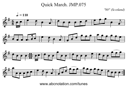 Quick March. JMP.075 - staff notation