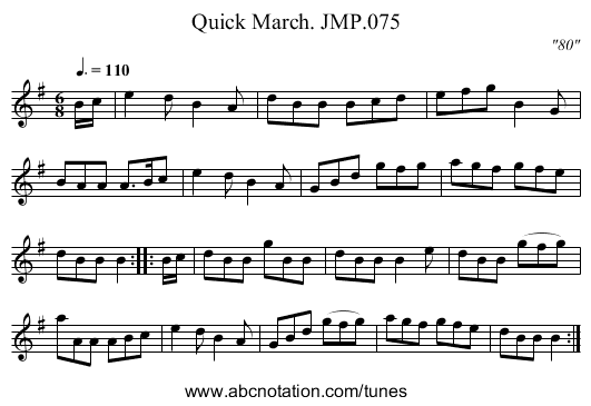 Quick March. JMP.075 - staff notation