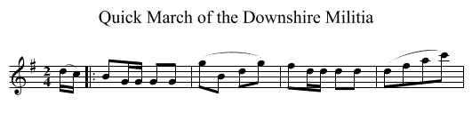 Quick March of the Downshire Militia - staff notation