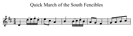 Quick March of the South Fencibles - staff notation