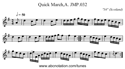 Quick March,A. JMP.032 - staff notation